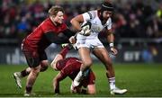 1 January 2018; Christian Lealiifano of Ulster is tackled by Chris Cloete, left, and Fineen Wycherley of Munster during the Guinness PRO14 Round 12 match between Ulster and Munster at Kingspan Stadium in Belfast. Photo by David Fitzgerald/Sportsfile
