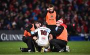 1 January 2018; Christian Lealiifano of Ulster receives medical attention after a tackle from Sam Arnold of Munster during the Guinness PRO14 Round 12 match between Ulster and Munster at Kingspan Stadium in Belfast. Photo by David Fitzgerald/Sportsfile