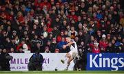 1 January 2018; John Cooney of Ulster kicks a conversion during the Guinness PRO14 Round 12 match between Ulster and Munster at Kingspan Stadium in Belfast. Photo by David Fitzgerald/Sportsfile