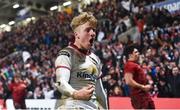 1 January 2018; Rob Lyttle of Ulster celebrates after scoring his side's fourth try during the Guinness PRO14 Round 12 match between Ulster and Munster at Kingspan Stadium in Belfast. Photo by David Fitzgerald/Sportsfile