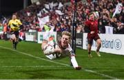 1 January 2018; Rob Lyttle of Ulster goes over to score his side's fourth try during the Guinness PRO14 Round 12 match between Ulster and Munster at Kingspan Stadium in Belfast. Photo by David Fitzgerald/Sportsfile
