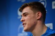 2 January 2018; Garry Ringrose during a Leinster Rugby press conference at Leinster Rugby Headquarters in Dublin. Photo by Ramsey Cardy/Sportsfile