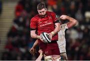 1 January 2018; Darren O'Shea of Munster wins possession from a lineout during the Guinness PRO14 Round 12 match between Ulster and Munster at Kingspan Stadium in Belfast. Photo by David Fitzgerald/Sportsfile