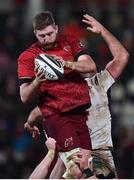 1 January 2018; Darren O'Shea of Munster wins possession from a lineout during the Guinness PRO14 Round 12 match between Ulster and Munster at Kingspan Stadium in Belfast. Photo by David Fitzgerald/Sportsfile
