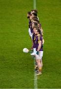 30 December 2017; Wexford players stand for the National Anthem before the Bord na Móna O’Byrne Cup Group 1 First Round match between Offaly and Wexford at Bord na Móna O'Connor Park in Tullamore, Co Offaly. Photo by Piaras Ó Mídheach/Sportsfile