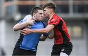 3 January 2018; Jack O’Leary of Metro Area is tackled by Aitzol King of North East Area during the Shane Horgan Cup Round 3 match between Metro Area and North East Area at Donnybrook in Dublin. Photo by Eóin Noonan/Sportsfile