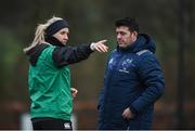 3 January 2018; Referee Joy Neville in conversation with performance analyst George Murray during Munster Rugby squad training at the University of Limerick in Limerick. Photo by Diarmuid Greene/Sportsfile