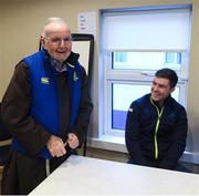 4 January 2018; Leinster Rugby and Canterbury of New Zealand visited the Capuchin Day Centre for the homeless in Dublin city centre today to drop off warm clothing ahead of the expected cold snap in the coming weeks. Sean Kavanagh, Global Head of Sports Marketing and Sponsorship with Canterbury said, “In partnership with Leinster Rugby we saw an opportunity to donate kit not already used by the team to a worthwhile cause. Br. Kevin and the volunteers in the Capuchin Day Centre are doing great work for the homeless of Dublin and we are delighted to be able to contribute in a small way to what is a big issue for society as a whole.” Leinster and Ireland Rugby player Dan Leavy added, “Rugby Players’ Ireland have provided a number of opportunities for Leinster players over the last few months to volunteer in Dublin city centre with the homeless and this initiative by Canterbury and Leinster Rugby was another opportunity that the players were keen to get behind. Br. Kevin and his staff in the Capuchin Day Centre have been doing great work for years and hopefully this small gesture will help towards their endeavours.” Br. Kevin Crowley founder and CEO of the Capuchin Day Centre said,“ Homelessness in Ireland is still at crisis point and we need to keep that front of mind. It's a great boost to us all here today to have Leinster Rugby visit and keep the issue in the public domain this winter.“  Leinster Rugby also donated a signed jersey and match tickets to help with the fundraising efforts over the coming weeks. For further information or to donate to the Capuchin Day Centre please visit capuchindaycentre.ie during a Leinster Rugby visit to the Capuchin Day Centre in Dublin. Pictured at the visit with Br. Kevin Crowley are Leinster players, Luke McGrath. Photo by Brendan Moran/Sportsfile