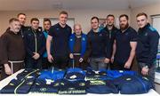 4 January 2018; Leinster Rugby and Canterbury of New Zealand visited the Capuchin Day Centre for the homeless in Dublin city centre today to drop off warm clothing ahead of the expected cold snap in the coming weeks. Sean Kavanagh, Global Head of Sports Marketing and Sponsorship with Canterbury said, “In partnership with Leinster Rugby we saw an opportunity to donate kit not already used by the team to a worthwhile cause. Br. Kevin and the volunteers in the Capuchin Day Centre are doing great work for the homeless of Dublin and we are delighted to be able to contribute in a small way to what is a big issue for society as a whole.” Leinster and Ireland Rugby player Dan Leavy added, “Rugby Players’ Ireland have provided a number of opportunities for Leinster players over the last few months to volunteer in Dublin city centre with the homeless and this initiative by Canterbury and Leinster Rugby was another opportunity that the players were keen to get behind. Br. Kevin and his staff in the Capuchin Day Centre have been doing great work for years and hopefully this small gesture will help towards their endeavours.” Br. Kevin Crowley founder and CEO of the Capuchin Day Centre said,“ Homelessness in Ireland is still at crisis point and we need to keep that front of mind. It's a great boost to us all here today to have Leinster Rugby visit and keep the issue in the public domain this winter.“  Leinster Rugby also donated a signed jersey and match tickets to help with the fundraising efforts over the coming weeks. For further information or to donate to the Capuchin Day Centre please visit capuchindaycentre.ie during a Leinster Rugby visit to the Capuchin Day Centre in Dublin. Pictured at the visit with Br Sean Donohoe, left, and Br Kevin Crowley are Leinster players, from left, Rory O'Loughlin, Luke McGrath, Bryan Byrne, Dan Leavy, Ed Byrne, Peadar Timmins, Michael Bent and Nick McCarthy. Photo by Brendan Moran/Sportsfile