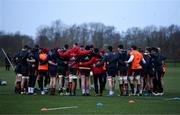 3 January 2018; Munster players gather together in a huddle during Munster Rugby squad training at the University of Limerick in Limerick. Photo by Diarmuid Greene/Sportsfile