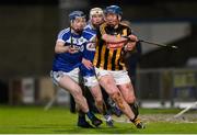 3 January 2018; John Donnelly of Kilkenny in action against Padraig Delaney and Colm Stapleton, behind, of Laois during the Bord na Mona Walsh Cup Group 2 Second Round match between Laois and Kilkenny at O’Moore Park in Portlaoise, Co Laois. Photo by Piaras Ó Mídheach/Sportsfile