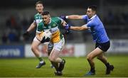 3 January 2018; Nigel Dunne of Offaly in action against Graham Hannigan of Dublin during the Bord na Mona O'Byrne Cup Group 1 Second Round match between Dublin and Offaly at Parnell Park in Dublin. Photo by David Fitzgerald/Sportsfile