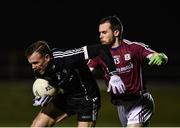 3 January 2018; Eoin McHugh of Sligo in action against Frankie Burke of Galway during the Connacht FBD League Round 1 match between Sligo and Galway at the Connacht GAA Centre in Bekan, Co. Mayo. Photo by Seb Daly/Sportsfile