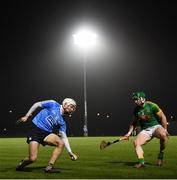3 January 2018; Fionn Ó Riain of Dublin in action against Chris Lynch of Meath during the Bord na Mona Walsh Cup Group 3 Second Round match between Meath and Dublin at Abbotstown GAA Pitches in Abbotstown, Dublin. Photo by Stephen McCarthy/Sportsfile