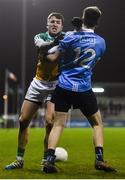 3 January 2018; Cian Donohue of Offaly tussles with Glenn O'Reilly of Dublin during the Bord na Mona O'Byrne Cup Group 1 Second Round match between Dublin and Offaly at Parnell Park in Dublin. Photo by David Fitzgerald/Sportsfile