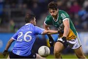 3 January 2018; Daithi Brady of Offaly in action against Chris Carthy of Dublin during the Bord na Mona O'Byrne Cup Group 1 Second Round match between Dublin and Offaly at Parnell Park in Dublin. Photo by David Fitzgerald/Sportsfile