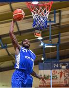 5 January 2018; Jarrel Marshall of Neptune dunks the ball during Hula Hoops President’s Cup semi-final between Neptune and Keane’s SuperValu Killorglin at Neptune Stadium in Cork. Photo by Brendan Moran/Sportsfile