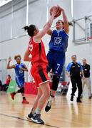 6 January 2018; Claire Rockall of Ambassador UCC Glanmire in action against Madelyn Ganser of Singleton SuperValu Brunell during the Hula Hoops Women’s National Cup semi-final match between Ambassador UCC Glanmire and Singleton SuperValu Brunell at UCC Arena in Cork. Photo by Brendan Moran/Sportsfile