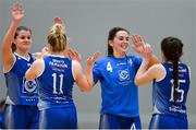 6 January 2018; Ambassador UCC Glanmire players, from left, Claire Rockall, Louise Scannell, Aine McKenna and Annaliese Murphy celebrate after the Hula Hoops Women’s National Cup semi-final match between Ambassador UCC Glanmire and Singleton SuperValu Brunell at UCC Arena in Cork. Photo by Brendan Moran/Sportsfile