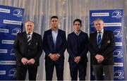 6 January 2018; In attendance at the Leinster Rugby Junior lunch are, from left, IRFU President Philip Orr, Leinster players Adam Byrne, and Joey Carbery, and Leinster Junior Vice-President Robert Deacon. This is the first time such a lunch has been held in celebration of Junior Rugby in Leinster and the inaugural Seán O’Brien Hall of Fame Award was presented to North Midlands Area Nominee Joe Kavanagh from Naas RFC. The event took place in the Ballsbridge Hotel in Dublin. Photo by Piaras Ó Mídheach/Sportsfile