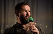 6 January 2018; Ireland defence coach Andy Farrell during a Q&A session at the Leinster Rugby Junior lunch. This is the first time such a lunch has been held in celebration of Junior Rugby in Leinster and the inaugural Seán O’Brien Hall of Fame Award was presented to North Midlands Area Nominee Joe Kavanagh from Naas RFC. The event took place in the Ballsbridge Hotel in Dublin. Photo by Piaras Ó Mídheach/Sportsfile