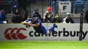 6 January 2018; Fergus McFadden of Leinster dives over to score his side's fourth try during the Guinness PRO14 Round 13 match between Leinster and Ulster at the RDS Arena in Dublin. Photo by David Fitzgerald/Sportsfile
