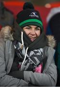 6 January 2018; A Connacht supporter tries to keep warm before the Guinness PRO14 Round 13 match between Munster and Connacht at Thomond Park in Limerick. Photo by Matt Browne/Sportsfile