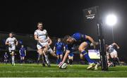 6 January 2018; Jordan Larmour of Leinster scores his side's fifth try during the Guinness PRO14 Round 13 match between Leinster and Ulster at the RDS Arena in Dublin. Photo by David Fitzgerald/Sportsfile