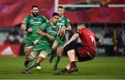 6 January 2018; Jarrad Butler of Connacht is tackled by Andrew Conway of Munster during the Guinness PRO14 Round 13 match between Munster and Connacht at Thomond Park in Limerick. Photo by Diarmuid Greene/Sportsfile