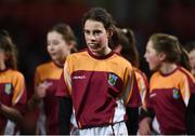 6 January 2018; Sally Hayes, daughter of former Munster player John Hayes, representing Bruff RFC u12's in the half-time games of the Guinness PRO14 Round 13 match between Munster and Connacht at Thomond Park in Limerick. Photo by Diarmuid Greene/Sportsfile