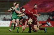 6 January 2018; Jack Carty of Connacht is tackled by Jack O'Donoghue of Munster during the Guinness PRO14 Round 13 match between Munster and Connacht at Thomond Park in Limerick. Photo by Diarmuid Greene/Sportsfile