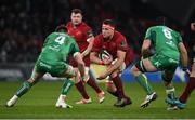 6 January 2018; CJ Stander of Munster is tackled by Quinn Roux, left, and John Muldoon of Connacht during the Guinness PRO14 Round 13 match between Munster and Connacht at Thomond Park in Limerick. Photo by Diarmuid Greene/Sportsfile