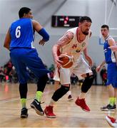 6 January 2018; Jason Killeen of Black Amber Templeogue in action against Lehmon Colbert of UCC Demons during the Hula Hoops Men’s Pat Duffy National Cup semi-final match between UCC Demons and Black Amber Templeogue at UCC Arena in Cork. Photo by Brendan Moran/Sportsfile