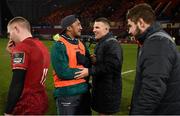 6 January 2018; Bundee Aki of Connacht with Andrew Conway of Munster exchange a handshake after the Guinness PRO14 Round 13 match between Munster and Connacht at Thomond Park in Limerick. Photo by Diarmuid Greene/Sportsfile