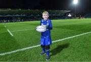 6 January 2018; Matchday mascot 7 year old Harry McGeehan, Greystones, Co. Wicklow, ahead of the Guinness PRO14 Round 13 match between Leinster and Ulster at the RDS Arena in Dublin. Photo by Ramsey Cardy/Sportsfile