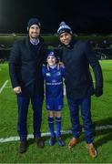 6 January 2018; Matchday mascot 10 year old Bobby McCarthy, from Rathmines, Dublin, with Leinster's Rob Kearney and Isa Nacewa ahead of the Guinness PRO14 Round 13 match between Leinster and Ulster at the RDS Arena in Dublin. Photo by Ramsey Cardy/Sportsfile