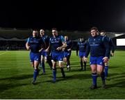 6 January 2018; Leinster captain Jack McGrath, left, leads his team off the pitch prior to during the Guinness PRO14 Round 13 match between Leinster and Ulster at the RDS Arena in Dublin. Photo by Seb Daly/Sportsfile