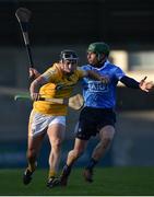 7 January 2018; Nigel Elliott of Antrim in action against John McCaffrey of Dublin during the Bord na Mona Walsh Cup Group 2 Third Round match between Dublin and Antrim at Parnell Park in Dublin. Photo by David Fitzgerald/Sportsfile