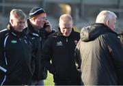 7 January 2018; Derry manager Damian McErlain, centre, on the pitch after the posponement of the Bank of Ireland Dr. McKenna Cup Section B Round 2 match between Armagh and Derry at the Athletic Grounds in Armagh. Photo by Oliver McVeigh/Sportsfile