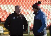 7 January 2018; Derry manager Damian McErlain and Paddy McKeever, Armagh coach after the posponment of  the Bank of Ireland Dr. McKenna Cup Section B Round 2 match between Armagh and Derry at the Athletic Grounds in Armagh. Photo by Oliver McVeigh/Sportsfile