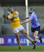7 January 2018; Nigel Elliott of Antrim in action against Tomas Connolly of Dublin during the Bord na Mona Walsh Cup Group 2 Third Round match between Dublin and Antrim at Parnell Park in Dublin. Photo by David Fitzgerald/Sportsfile