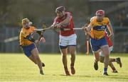 7 January 2018; Richard Cahalane of Cork in action against Colm Galvin, left, and Niall Deasy of Clare during the Co-op Superstores Munster Senior Hurling League match between Clare and Cork at Cusack Park in Clare. Photo by Diarmuid Greene/Sportsfile