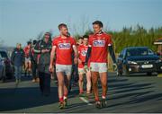 7 January 2018; Ruairi Deane, left, and Mark Collins of Cork make their way to the changing room at half time of the McGrath Cup match between Waterford and Cork at The Gold Coast Resort in Waterford. Photo by Stephen McCarthy/Sportsfile