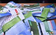 7 January 2018; A detailed view of match programmes, which were returned for a refund, after the game was called off due to a frozen pitch. Connacht FBD League Round 2 match between Mayo and Galway at Elverys MacHale Park in Mayo. Photo by Piaras Ó Mídheach/Sportsfile