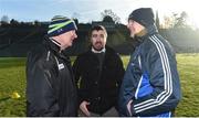 7 January 2018; Referee Noel Mooney from Cavan talking to Donegal manager Declan Booner and Monaghan manager Malachy O'Rourke about the frozen pitch ahead of the Bank of Ireland Dr. McKenna Cup Section C Round 2 match between Monaghan and Donegal at St Tiernach's Park in Monaghan. Photo by Philip Fitzpatrick/Sportsfile
