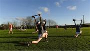 7 January 2018; Kilkenny players warm up on the back pitch before the Bord na Mona Walsh Cup Group 2 Third Round match between Kilkenny and Kildare at St Lachtains GAA Club, Freshford, Co. Kilkenny. Photo by Ray McManus/Sportsfile