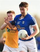 7 January 2018; Niall McKiernan of Cavan in action against Niall Delargy of Antrim during the Bank of Ireland Dr. McKenna Cup Section A Round 2 match between Antrim and Cavan at Woodlands Playing Fields in Belfast. Photo by Ramsey Cardy/Sportsfile
