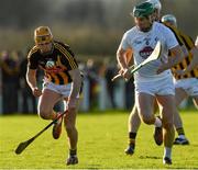 7 January 2018; Ollie Walsh of Kilkenny in action against Mark Moloney of Kildare during the Bord na Mona Walsh Cup Group 2 Third Round match between Kilkenny and Kildare at St Lachtains GAA Club, Freshford, Co. Kilkenny. Photo by Ray McManus/Sportsfile