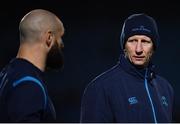 6 January 2018; Leinster head coach Leo Cullen in conversation with Scott Fardy of Leinster ahead of the Guinness PRO14 Round 13 match between Leinster and Ulster at the RDS Arena in Dublin. Photo by Ramsey Cardy/Sportsfile