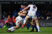 6 January 2018; Jack Conan of Leinster is tackled by Matty Rea of Ulster during the Guinness PRO14 Round 13 match between Leinster and Ulster at the RDS Arena in Dublin. Photo by Ramsey Cardy/Sportsfile